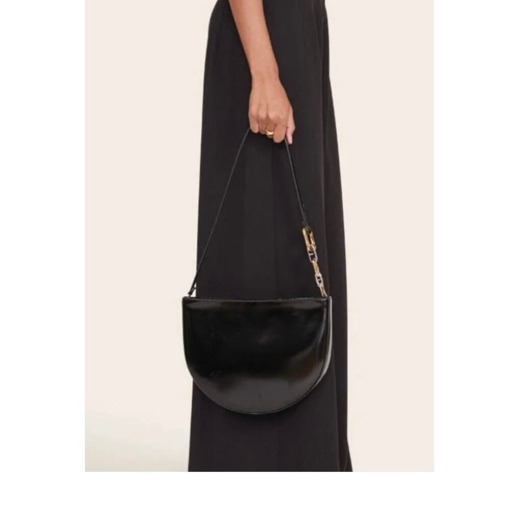 NWT Staud - Colt Shoulder Black Bag w Chain Detail Gold Silver - Picture 3 of 8